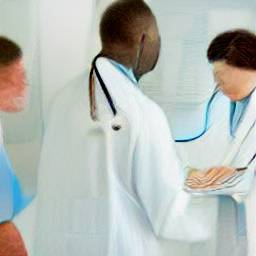 Image generated by DALL·E mini for ‘Evidence-Based Medicine’, with a medical practitioner at the centre (2 of 3)